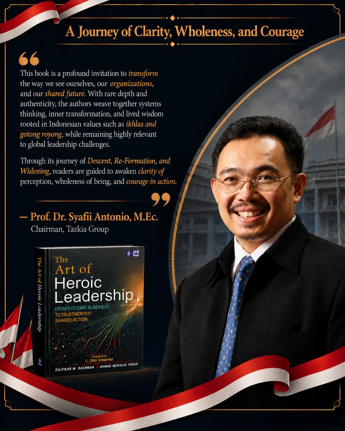 Endorsement artwork featuring Prof. Dr. Syafii Antonio